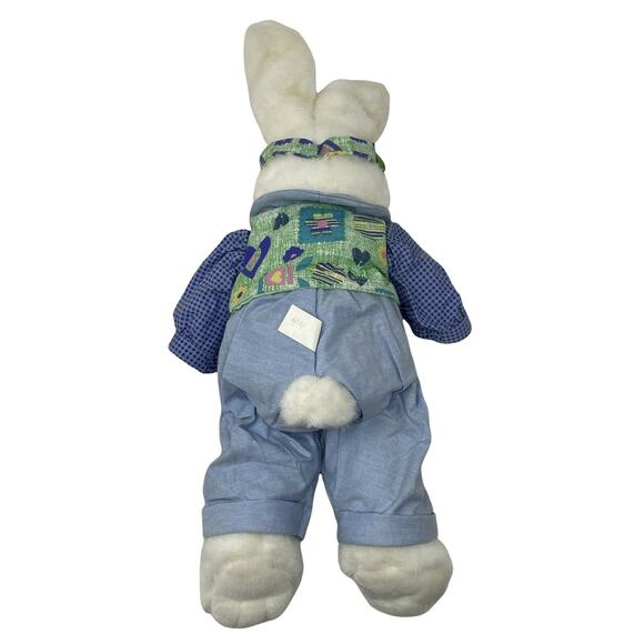 VTG Mty International Blue Boy Easter Bunny In Overalls/Jacket Plush 24" - Picture 9 of 11